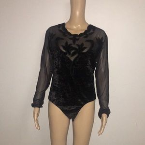 Mesh and Velvet Black Body suit